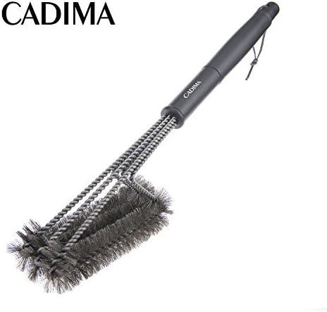 CADIMA Stainless Steel BBQ Grill Cleaner Brush Triple Head, Heavy Duty Quality, Perfect for Char-Broil, Weber, Porcelain, Infrared Grills, A-MUST-HAVE Best Brush for BBQ Lovers