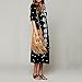 R.Vivimos Women Ethnic Flower Embroidery Loose Cotton Linen Long Dress X-Large Black