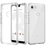 MoKo Google Pixel 3 XL Case, Anti-Scratch Slim Hard PC Backplate Hybrid + TPU Bumper Shock Aborsption Cellphone Shell Fit with Google Pixel 3XL - Crystal Clear