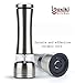 Electric Stainless Steel Salt and Pepper Grinder. Premium Battery Powered Pepper Grinder Mill & Coarse Salt Grinder with Ceramic Blades by Boxiki Kitchen
