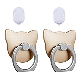 Phone Ring holder & Stand 2 Pieces,Metal Finger Grip Stand Holder Ring,Car Mount Phone Ring Grip for iPhone 6s plus/ 7 plus, Samsung Galaxy S7 edge Smartphone Ring stent Tablet (Gold Cat)