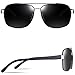 ATTCL Men's Polarized Aviator Sunglasses Rectangular for Men Driving Fishing Golf 8001-Black