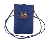 KISS GOLD (TM) Luxury Matte PU Leather Mini Crossbody Single Shoulder Bag Cellphone Pouch (Model A-Blue)