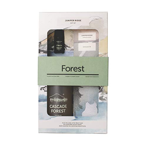 JUNIPER RIDGEForest Gift Set | Includes Body Wash, Incense and Essential Oil | 3-in-1 | All Natural | Multi-Use | Cascade Forest | 8 oz, Essential Oil, 20 Incense Stick