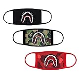 3-Pack Shark Face Mask,Cotton Fashion Anti-dust Bape Half Face Mouth Mask for Boys and Girls
