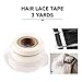 0.85cmX3Yards Lace Front Hair Support Tape 2 Rolls Pack Double-Sided Strong Adhesive Water-proof Tape for Lace Front Wigs/Toupees/Hair Extensions(White Color)