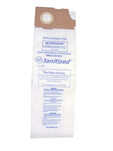 Janitized JAN-WIVER-3(10) Premium Replacement Commercial Vacuum Paper Bag, Windsor Versamatic, Javelin 14/18, SSS Prosense II, OEM#2003, 86000460, 6-906-907-0 (Pack of 10) by Janitized