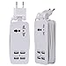 Europe USB Power Strip with 4 Ports USB Charger Station Outlets 5V 2.1A-1A 21W Universal Socket EU Plug 100V-240V Compact 5ft Extension Cord Portable Electric Power Strip for Traveling (White) primary