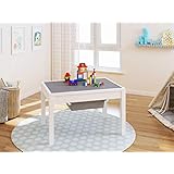 UTEX Kids 2 in 1 Large Activity Table with Storage, Construction Table for Kids,Boys,Girls, White