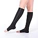 2 Pairs Open Toe Knee Length Zipper Compression Socks 15-20 mmHg Support 3 SizeblackXXL
