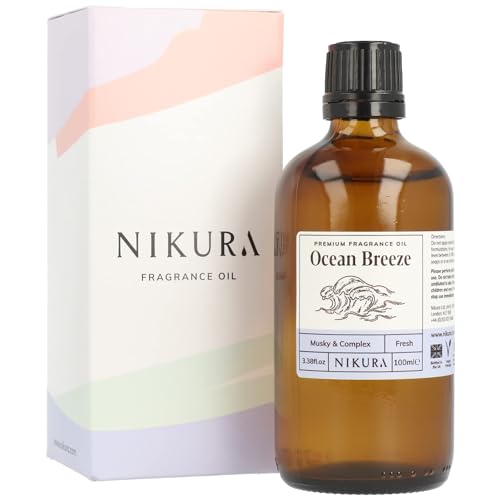 Nikura | Ocean Breeze Fragrance Oil - 100ml | Perfect for Soap Making, Candle Making, Wax Melts, Diffuser | Great for use in Bath Bombs, Perfume Oil, Perfume Scents | Vegan & UK Made