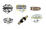 Braided Leather Rope Nautical Navy Boat Surf Anchor Bracelet
