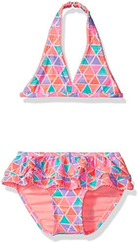 Hula Star Little Girls' Toddler Textured Pyramids Two Piece Bikini, Pastel, 2T