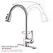 VALISY Lead-Free Modern Stainless Steel Satin Nickel Pull Down Kitchen Sink Faucet, Single Handle 1 or 3 Hole High Arc Kitchen Faucets with Pulldown Sprayer & Deck Plate