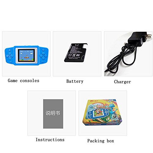 Wenasi 1Pcs Game Handheld Portable Console Rechargable Classic Games Toy Built-in 268 Games (Blue)