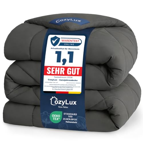 CozyLux Bettdecke 220x240 cm Grau für 4 Jahreszeiten