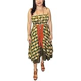 Mogul Interior Women's Strapless Dress Recycled Sari Printed 2 in 1 Dresses S/M