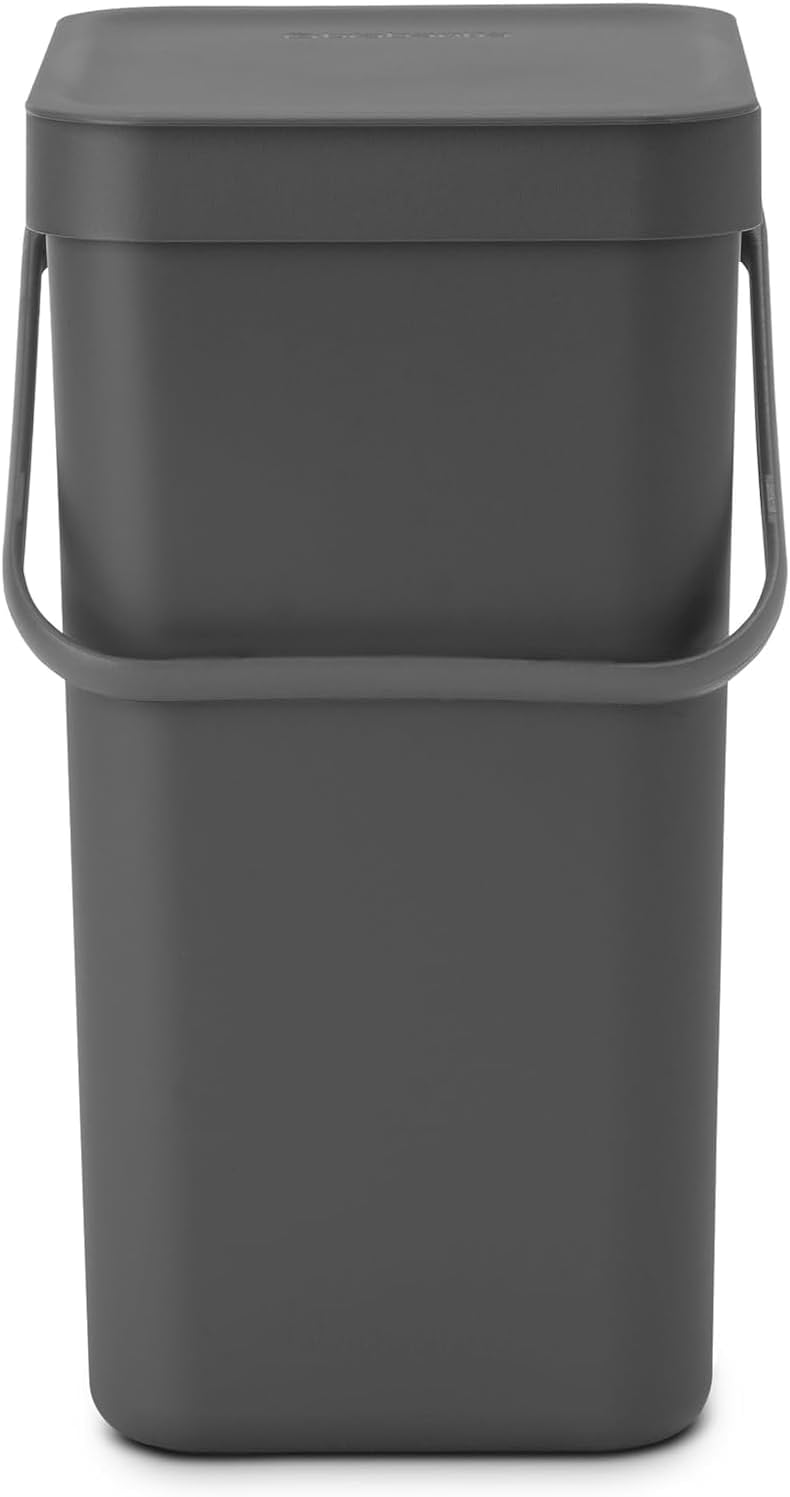 Brabantia Sort & Go 12L Grey Waste Bin with Stay-Open Lid