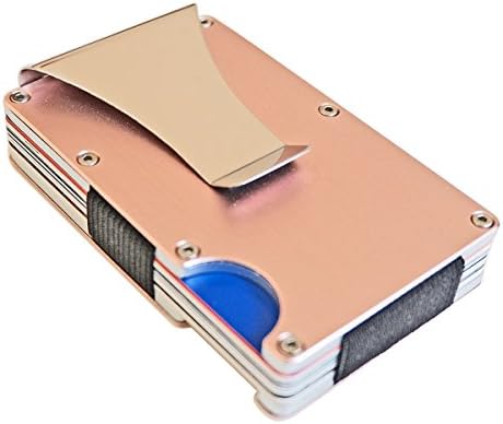 Slim RFID Blocking Wallet Aluminium Front Pocket Card Holder Money Clip (Rose Gold)
