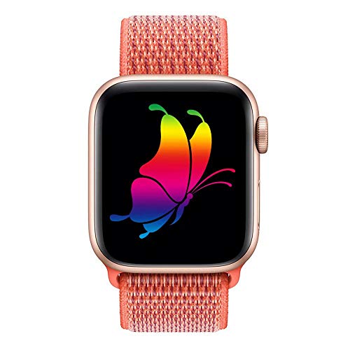 HILIMNY Compatible with for Apple Watch Band 44mm, Soft Nylon Sport Loop, Band Compatible with for iwatch Series 4, Series 3, Series 2, Series 1 (44mm, Nectarine)