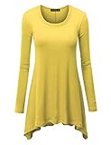 CTC Womens Round Neck Long Sleeve Rib Trapeze Tunic Top - Made in USA