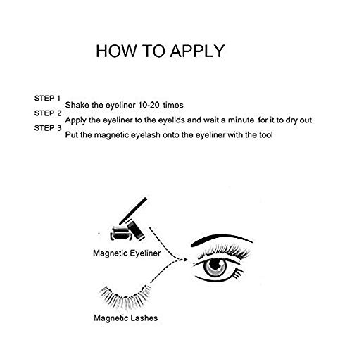 Magnetic Eyeliner With Magnetic Eyelashes, Waterproof Magnetic Liquid Eyeliner With 3 Pair Different style Long Lasting Magnetic False Eyelash,Natural Look,With Tweezers