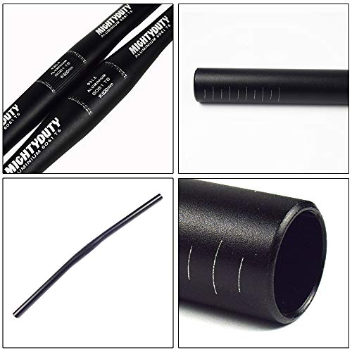 MIGHTYDUTY Bicycle Handlebar, Aluminum Alloy Small Straight Handlebar MTB Mountain Road Bike Flat Handlebar Folding Bicycle Handlebar (25.4X600MM, Black) - Thumbnail 5