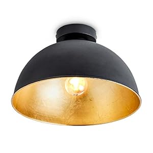 B.K.Licht I Plafondlamp industrieel I zwart goud I lampen retro I plafoniere 1 lichts E27 I plafonniere woonkamer I…
