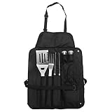 KingALTS Doatry BBQ Grill Set With 7-Piece Stainless-Steel Barbecue Accessories & Apron Storage Case
