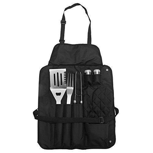 KingALTS Doatry BBQ Grill Set With 7-Piece Stainless-Steel Barbecue Accessories & Apron Storage Case