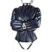 Sexy Leather Bondage Jacket Restraint Suit – Forced Binding Clothing Restriction Neck Sleeves Finger Binding Leather Body Harness Lockable Adjustable Adult Sex Toys Fetish Costumethumb 1