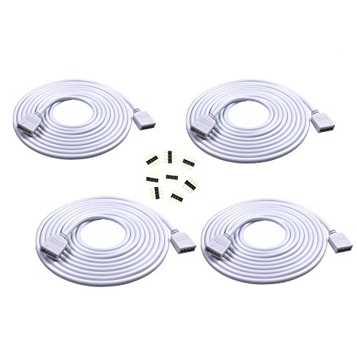 4pcs/Pack 1M 3.28 ft 4 Pins RGB Extension Cable LED Strip Connector Extension Cable Cord Wire 4 Pin LED Connector for SMD 5050 3528 2835 RGB LED Light Strip,8X Male to Male 4pin Plugs