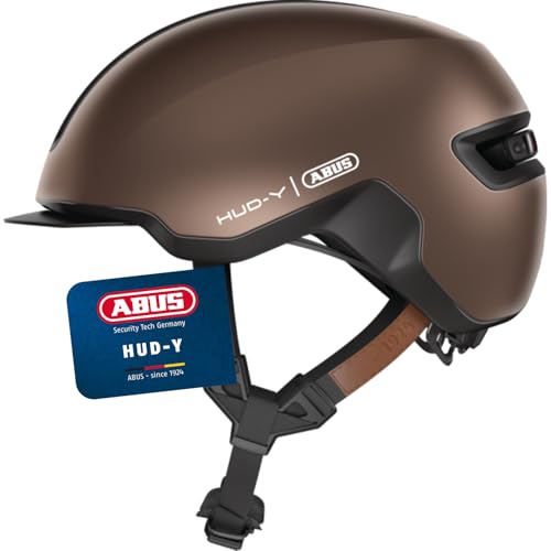 ABUS Bike Helmet HUD-Y with Rear Light, Metallic Copper, S