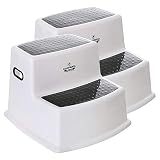 California Home Goods (2 Pack) Dual Height Step Stool for Toddlers & Kids, Potty Training Stool for Bathroom, Kitchen, Two-Step Design with Soft-Grips, Stepping Stool for Toddlers (Black)