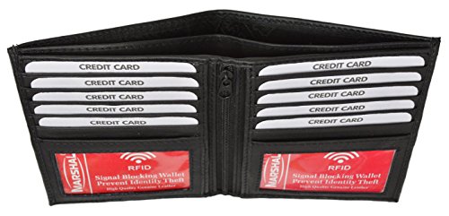 RFID Men's Genuine Leather European Bifold Wallet Slim Hipster 2 Windows Bk