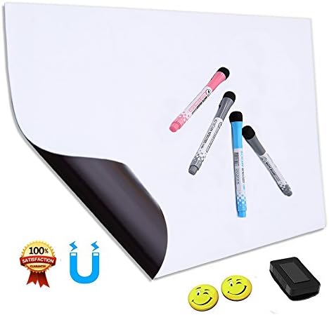 Magnetic Dry Erase Board Sheet Refrigerator Magnets White Board for Kitchen Fridge Planner Calendar Organizer,Dry Erase Notepad Kids Drawing board Include 4 Marker Pens &amp; 2 Magnets and Eraser