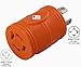 AC WORKS 30Amp 4 Prong 125/250Volt L14-30P Locking Plug to L14-20R 20Amp 4 Prong 125/250Volt Locking Female Generator Adapter (Compact)