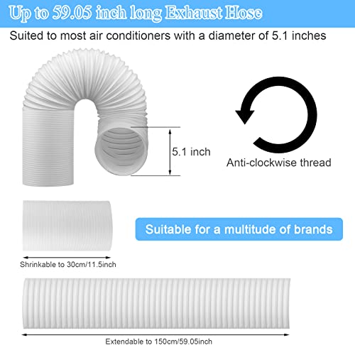 Portable AC Window Vent Kit With Exhaust Hose of 5.1", Universal Window