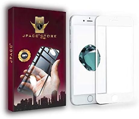 JPACC Premium White Tempered Glass Screen Protector for iPhone 8/7 / 6s / 6  Full  Coverage 9H Hardness Edge to Edge Front Temper Glass Guard with Installation  Kit
