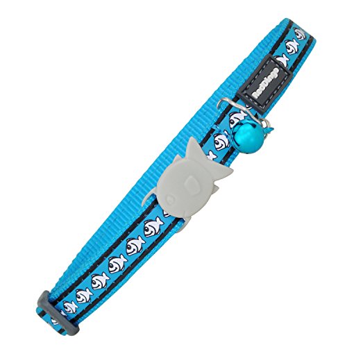 Red DingoCat Collar Reflective Fish, Turquoise, Small 12mm