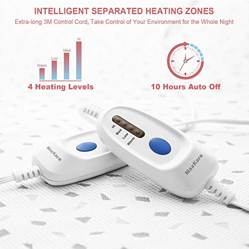 Heated Mattress Pad Queen Dual Control with Ventilated Technology, 100