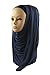 Hana's Womens Lightweight Poly Cotton Jersey Hijab Scarf One Size Navy