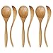 Wooden Spoons for Eating, ADLORYEA 6 pcs Zabre Teak Wooden Kitchen Utensils Set, Heat Resistant Non Stick Wood Kitchen Essentials Tools with Hanging Hole, Wooden Spatula for Stirring and Mixing