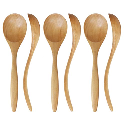 Wood Spoons for Eating, ADLORYEA 6-Piece Wooden Eating Spoon, 7 inch Eco-friendly Handmade Natural Wood Teaspoon for Dinner, Salad Desserts, Chips, Snacks, Cereal, Fruit - Thumbnail 6
