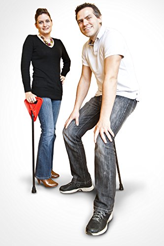 Sitzstock schwarz faltbar mit Tasche extra kurz mit extra breitem Antirutschfuss – Bild 6