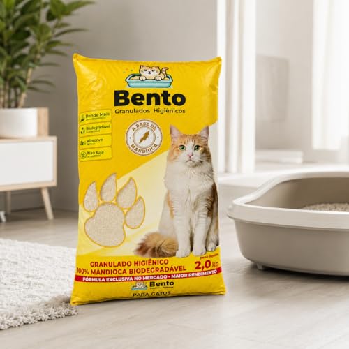 Areia Sanitária Higiênica para Gatos 2kg Biodegradável de Mandioca Alto Poder de Absorção Natural sem Perfume Torrão Firme Baixa Poeira para Caixa de Areia e Ajuda no Controle de Odores