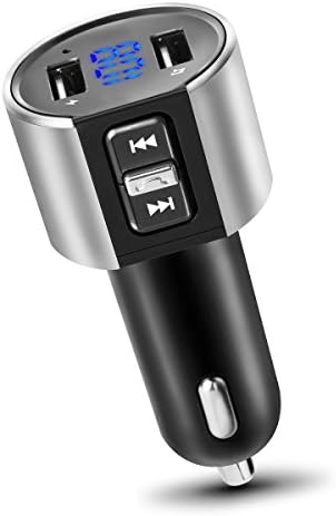 FM Transmitter Bluetooth, Wireless in-Car Stereo Radio Transmitter Adapter MP3 Player Audio, Kit Hands Free Calling, Double Dual USB Ports Charge 5V/2.4A & 1A CE010