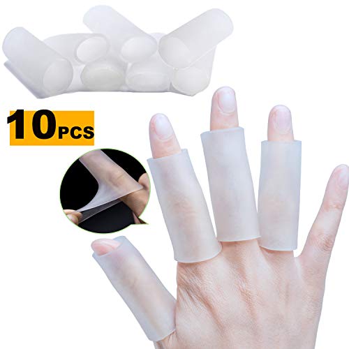 Finger Sleeve Protector (10 Pcs) Silicone Thumb Protector Finger Cots Great for Trigger Finger for Arthritis Basketball Mallet - Thumbnail 7