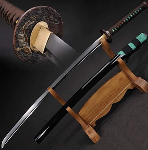 SanChiTang 100% Handmade Katana Japanese Sword Damascus Folded Steel and Hand fine Polished Full Tang Blade Functional Real Katana