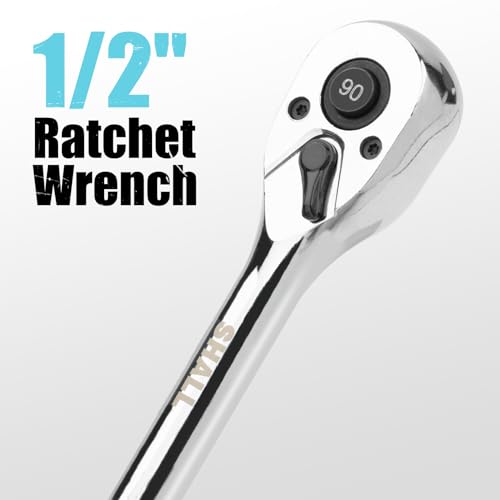 Shall 1/2" Drive 90-Tooth Ratchet Wrench Quick Release & Reversible | High-Torque Socket Spinner | Seamless Ratcheting for Vehicle Maintenance | 260mm
